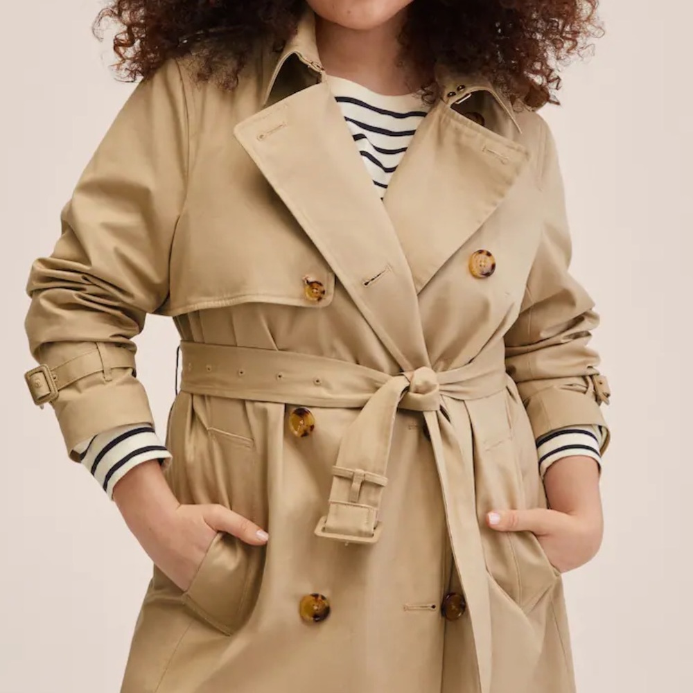 Mango Cotton Classic Trench Coat New With Tags size S in tan